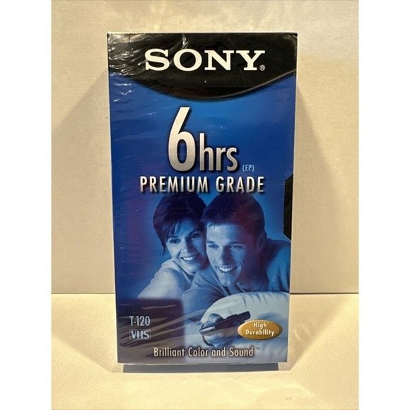 SONY 6HRS PREMIUM GRADE T-120 VHS Tape T-120 FACTORY SEALED ~ BRAND NEW - Picture 1 of 3